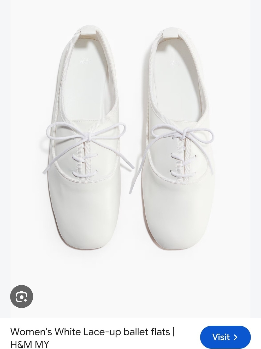 H&M White Lace-Up Square-Toe Ballet Flats size 37 US 6